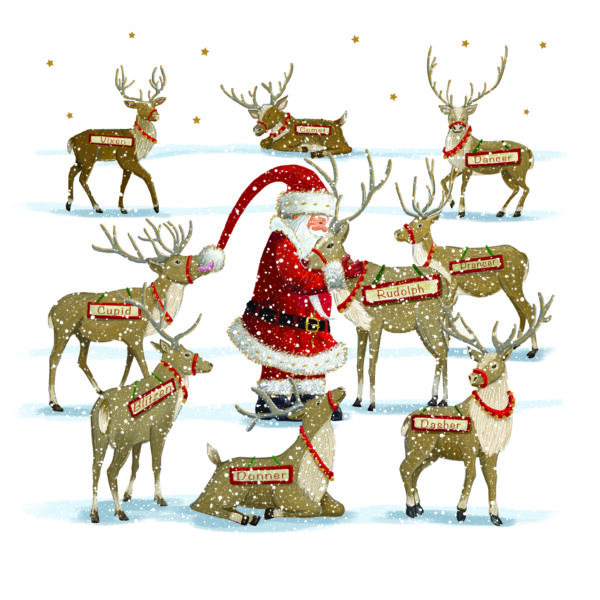 Siôn Corn yn Bwydo’r Ceirw / Santa Feeding the Reindeer