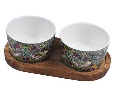 Hambwrdd Byrbrydau 2 Bowlen Lleidr Mefus William Morris