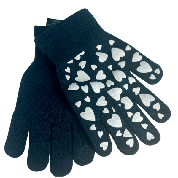 Kids Magic Gloves - Navy with Hearts